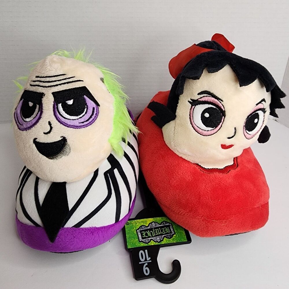 NEW Ground Up Beetle Juice Lydia Deetz Plush Character Slippers Women SIZE 9/10